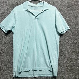 WES Men’s Short Sleeve Knit Polo Shirt Light Blue Slim Fit Size Medium